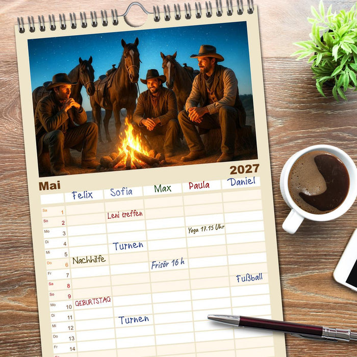 Cowboy Alltag und Western Staub (CALVENDO Familienplaner 2027)