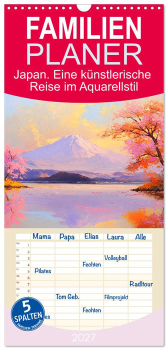 Japan. Eine künstlerische Reise im Aquarellstil (CALVENDO Familienplaner 2027)
