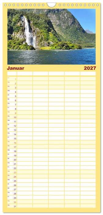 Erlebe mit mir das Naturwunder Neuseeland die Südinsel (CALVENDO Familienplaner 2027)