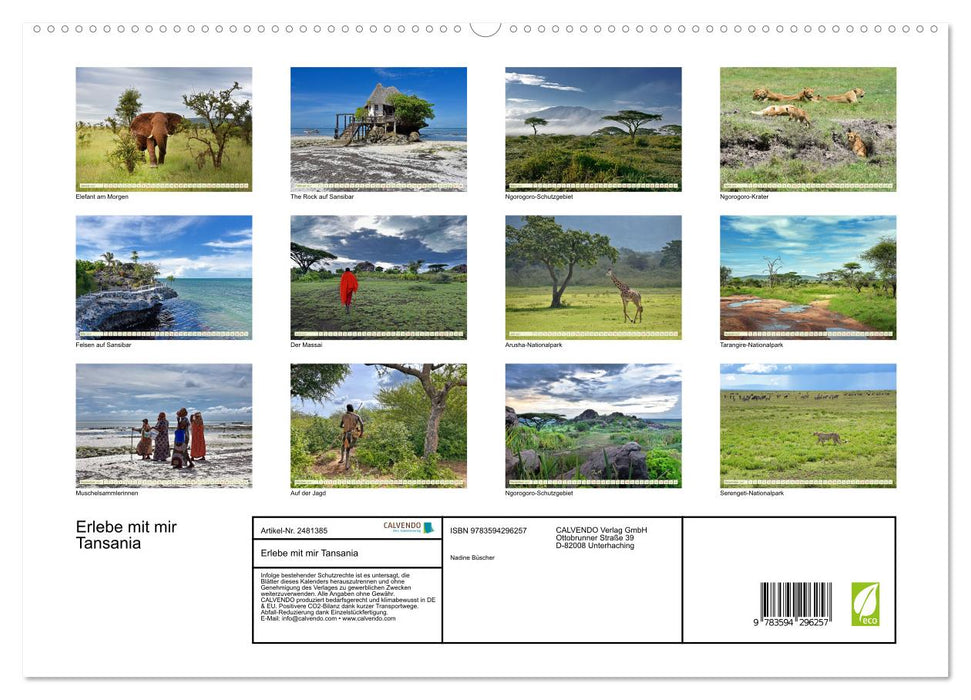 Erlebe mit mir Tansania (CALVENDO Premium Wandkalender 2027)
