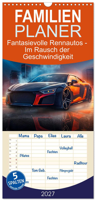 Fantasievolle Rennautos - Im Rausch der Geschwindigkeit (CALVENDO Familienplaner 2027)