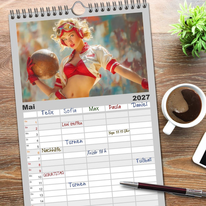 Retro Ästhetik – Pin-up Girls (CALVENDO Familienplaner 2027)