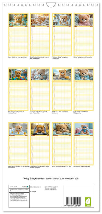 Teddy Babykalender - Jeden Monat zum Knuddeln süß (CALVENDO Familienplaner 2027)