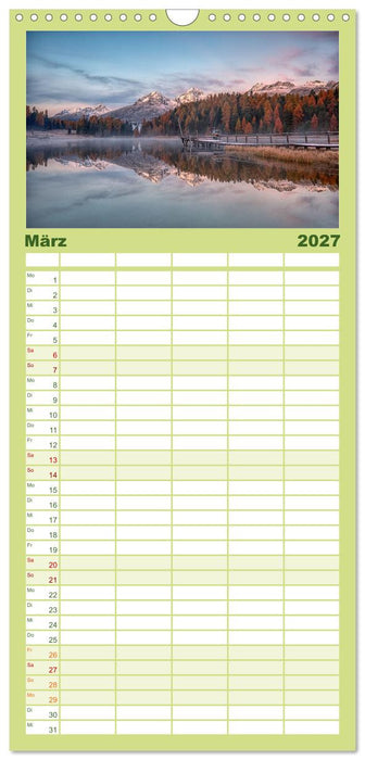 Bergstille - Landschaften, die berühren (CALVENDO Familienplaner 2027)