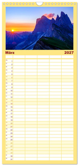 Leuchtende Dolomiten (CALVENDO Familienplaner 2027)
