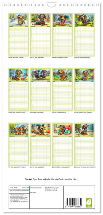 Dackel Fun. Zauberhafte Hunde Cartoons fürs Herz (CALVENDO Familienplaner 2027)