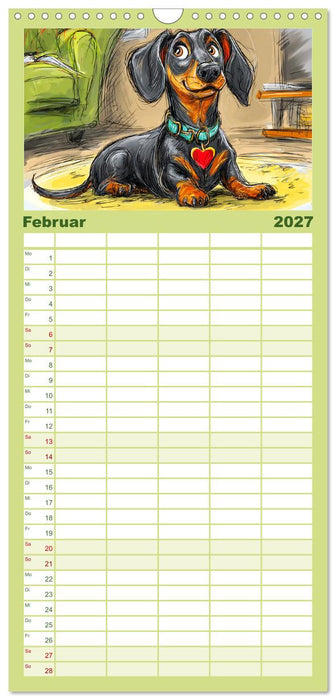 Dackel Fun. Zauberhafte Hunde Cartoons fürs Herz (CALVENDO Familienplaner 2027)