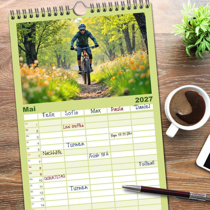 Elemental Ride. Mountainbike-Action durch Schnee, Matsch, Sonne und Laub (CALVENDO Familienplaner 2027)