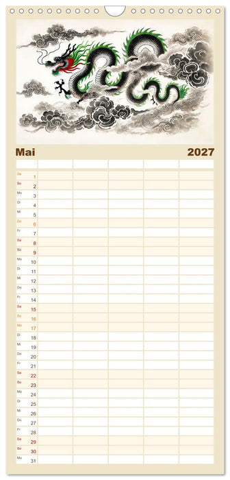 Chinesische Tierkreiszeichen - Kunstvolle KI-Tuschemalerei des Ostens (CALVENDO Familienplaner 2027)