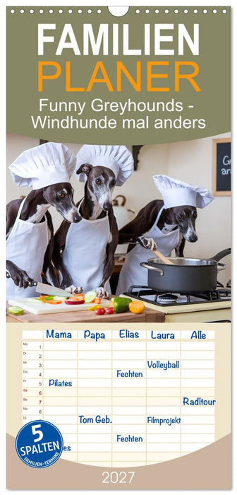 Funny Greyhounds - Windhunde mal anders (CALVENDO Familienplaner 2027)