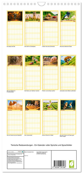 Tierische Redewendungen - Ein Kalender voller Sprüche und Sprachbilder (CALVENDO Familienplaner 2027)
