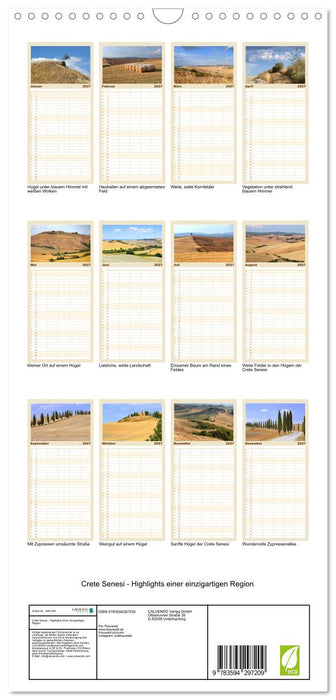 Crete Senesi - Highlights einer einzigartigen Region (CALVENDO Familienplaner 2027)