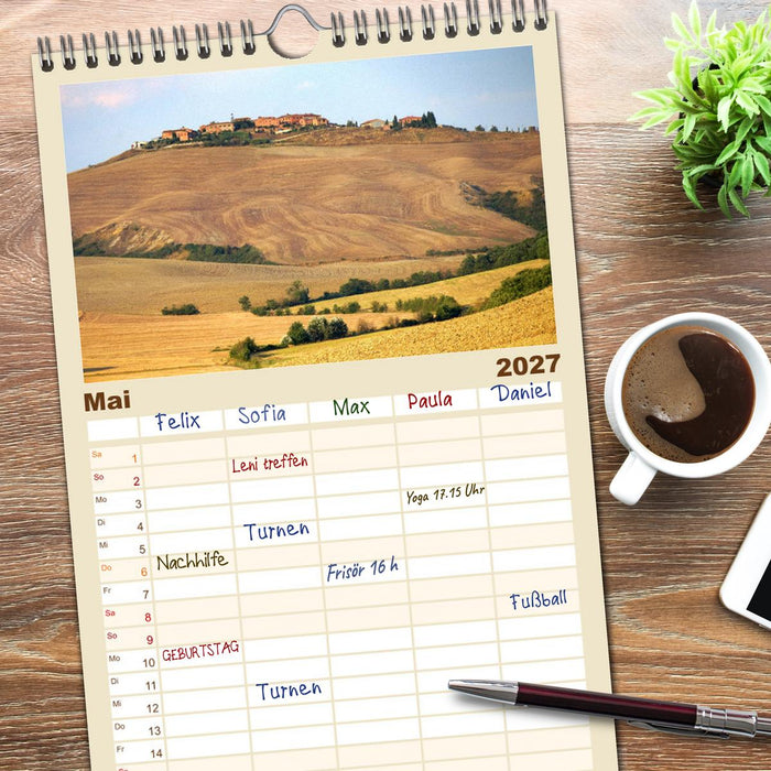 Crete Senesi - Highlights einer einzigartigen Region (CALVENDO Familienplaner 2027)