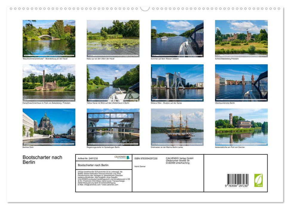 Bootscharter nach Berlin (CALVENDO Premium Wandkalender 2027)