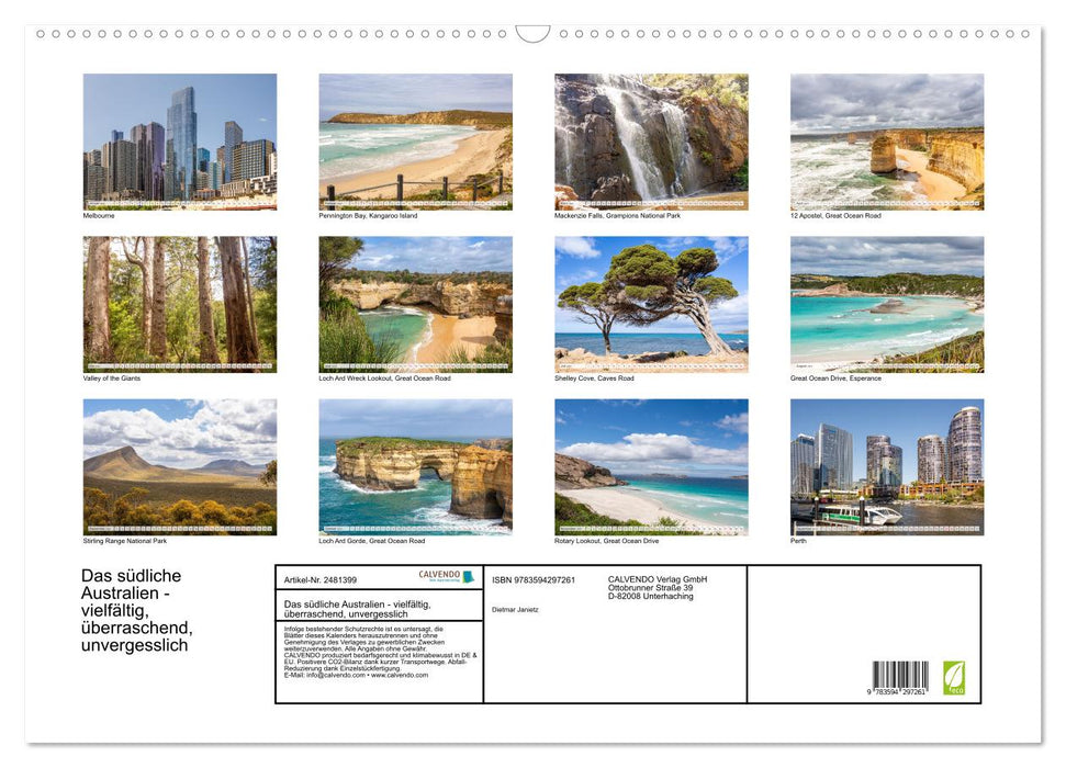 Das südliche Australien - vielfältig, überraschend, unvergesslich (CALVENDO Wandkalender 2027)
