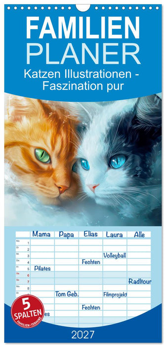 Katzen Illustrationen - Faszination pur (CALVENDO Familienplaner 2027)