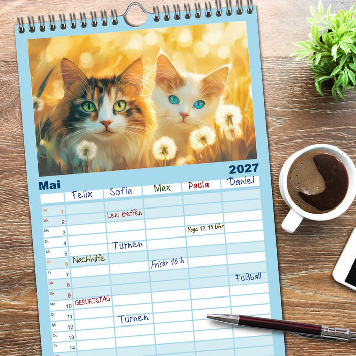 Katzen Illustrationen - Faszination pur (CALVENDO Familienplaner 2027)