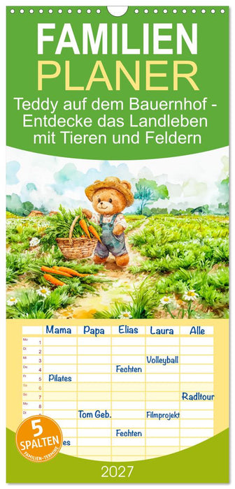 Teddy auf dem Bauernhof - Entdecke das Landleben mit Tieren und Feldern (CALVENDO Familienplaner 2027)