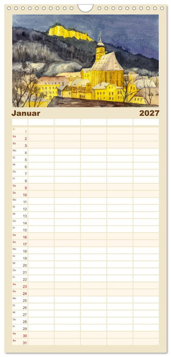 Dresden und das Elbtal - Ein Aquarellkalender von Claudia Pinkau (CALVENDO Familienplaner 2027)