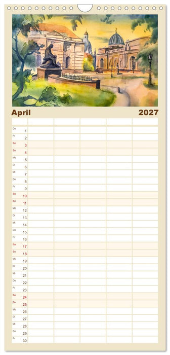 Dresden und das Elbtal - Ein Aquarellkalender von Claudia Pinkau (CALVENDO Familienplaner 2027)