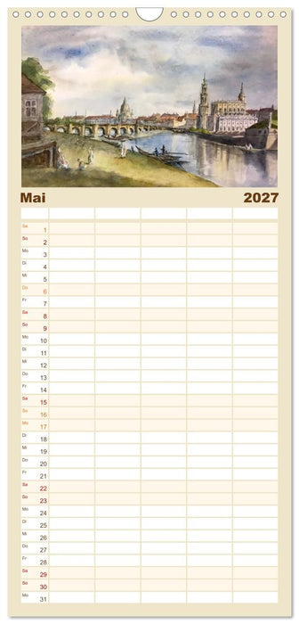 Dresden und das Elbtal - Ein Aquarellkalender von Claudia Pinkau (CALVENDO Familienplaner 2027)