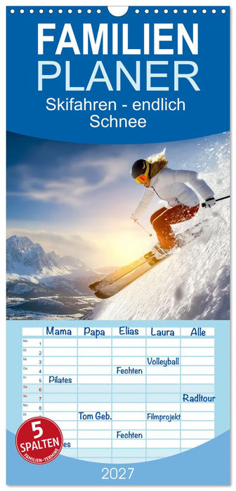 Skifahren - endlich Schnee (CALVENDO Familienplaner 2027)