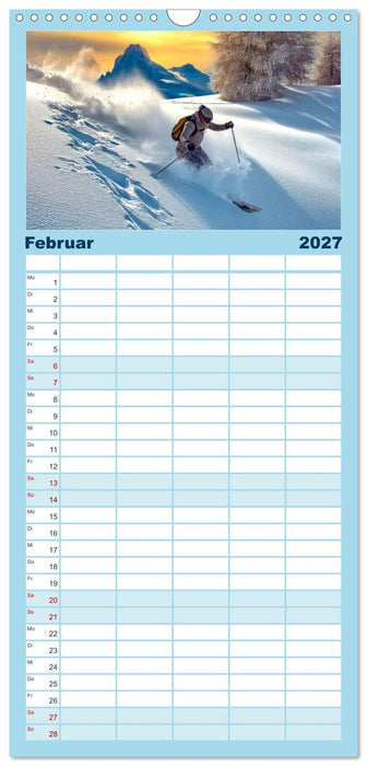 Skifahren - endlich Schnee (CALVENDO Familienplaner 2027)