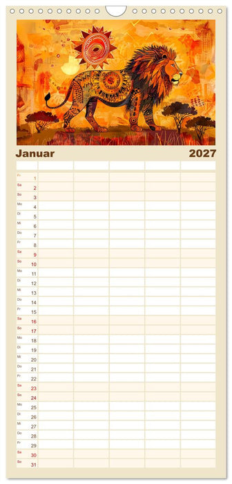Abstraktes Afrika - Wilde Savanne in leuchtenden Farben (CALVENDO Familienplaner 2027)