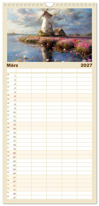 Windgeflüster-Mühlenimpressionen (CALVENDO Familienplaner 2027)
