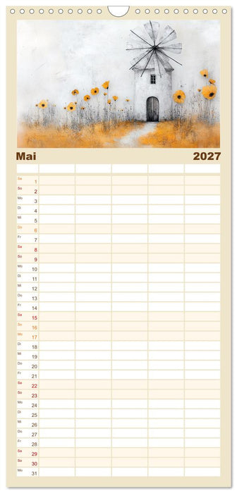 Windgeflüster-Mühlenimpressionen (CALVENDO Familienplaner 2027)
