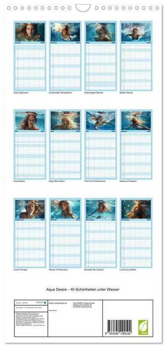 Aqua Desire – KI-Schönheiten unter Wasser (CALVENDO Familienplaner 2027)