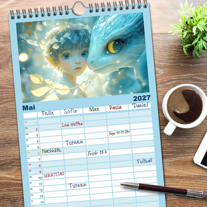 Winterliche Fantasie Animé (CALVENDO Familienplaner 2027)