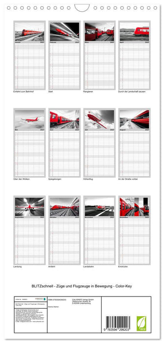 BLITZschnell - Züge und Flugzeuge in Bewegung - Color-Key (CALVENDO Familienplaner 2027)