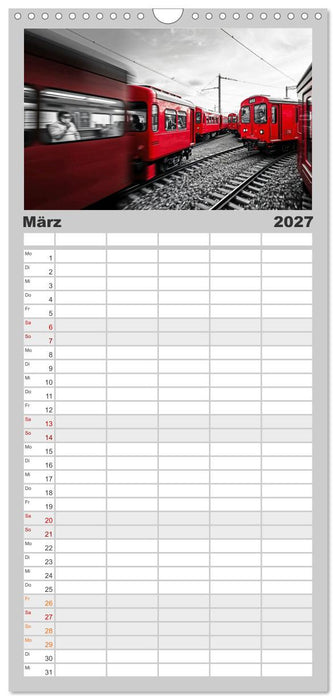 BLITZschnell - Züge und Flugzeuge in Bewegung - Color-Key (CALVENDO Familienplaner 2027)