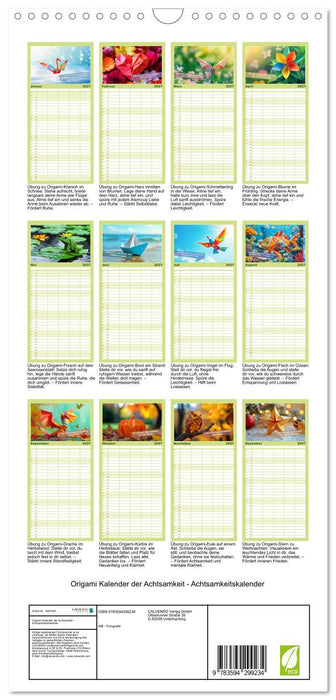 Origami Kalender der Achtsamkeit - Achtsamkeitskalender (CALVENDO Familienplaner 2027)