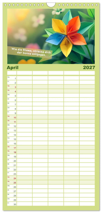 Origami Kalender der Achtsamkeit - Achtsamkeitskalender (CALVENDO Familienplaner 2027)