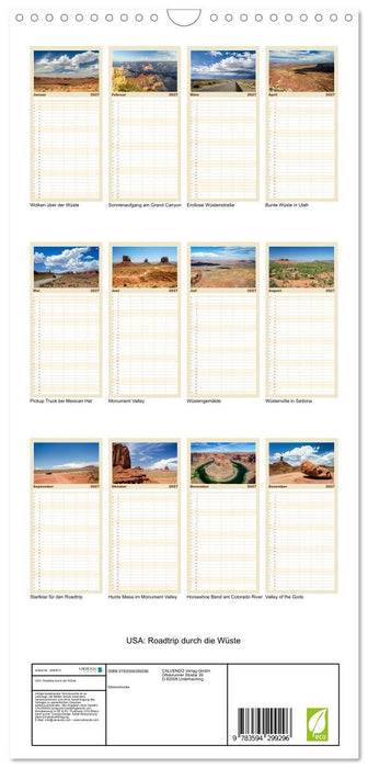 USA: Roadtrip durch die Wüste (CALVENDO Familienplaner 2027)