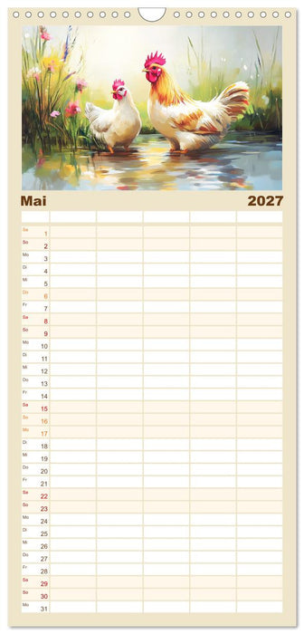 Im Glanz der Federn. Schöne Hühner in malerischer Harmonie (CALVENDO Familienplaner 2027)