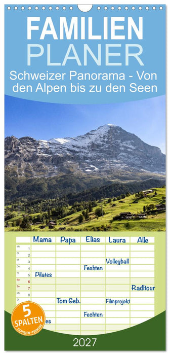 Schweizer Panorama - Von den Alpen bis zu den Seen (CALVENDO Familienplaner 2027)