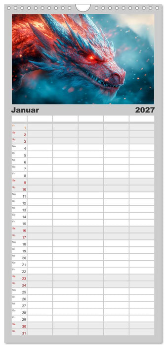 MÄCHTIGE DRACHEN Mystische Wesen (CALVENDO Familienplaner 2027)