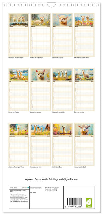 Alpakas. Entzückende Paintings in duftigen Farben (CALVENDO Familienplaner 2027)