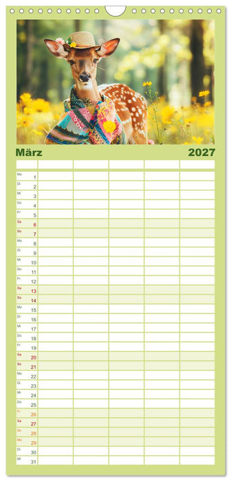 Waldtiere mit Stil. Tierische Trendsetter in der Natur (CALVENDO Familienplaner 2027)