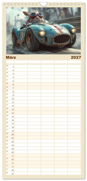 Tierische Rennfahrer - Mit Tieren im Oldtimer durch das Jahr (CALVENDO Familienplaner 2027)