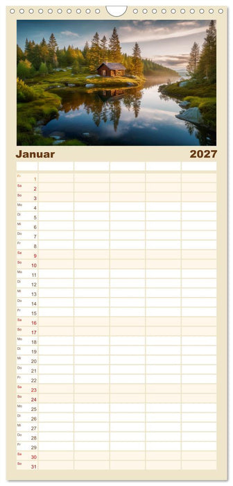 Hüttenzauber - Ein visueller Streifzug durch Norwegens Wildnis (CALVENDO Familienplaner 2027)