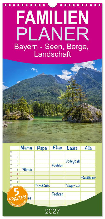 Bayern - Seen, Berge, Landschaft (CALVENDO Familienplaner 2027)