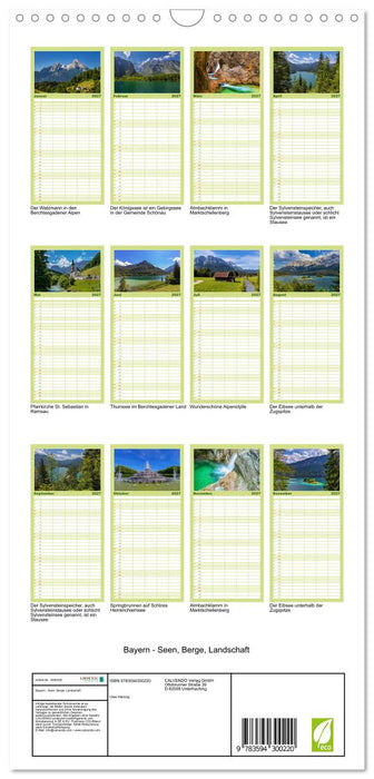 Bayern - Seen, Berge, Landschaft (CALVENDO Familienplaner 2027)