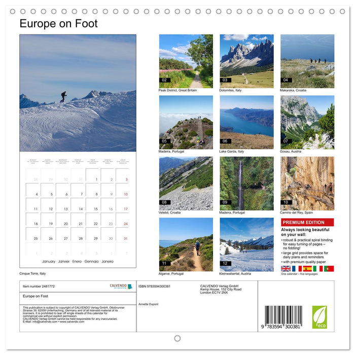 Europe on Foot (CALVENDO Monthly Calendar 2027)