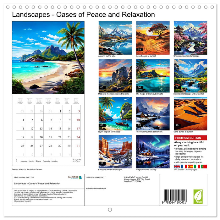 Landscapes - Oases of Peace and Relaxation (CALVENDO Monthly Calendar 2027)