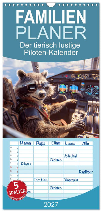 Der tierisch lustige Piloten-Kalender (CALVENDO Familienplaner 2027)