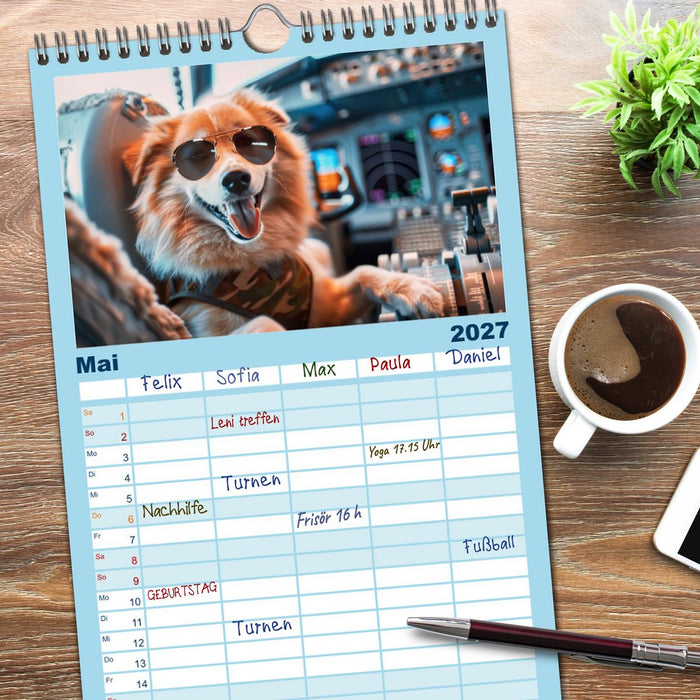 Der tierisch lustige Piloten-Kalender (CALVENDO Familienplaner 2027)